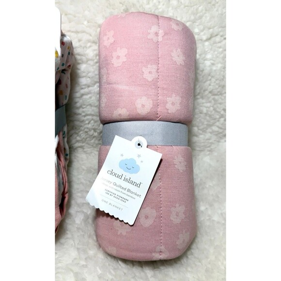 Cloud Island Jersey Quilted Blanket Set - Pink - NEW - Picture 4 of 4
